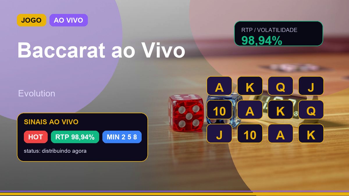 Mesa de bacara ao vivo com cartas elegantes e area banker player.