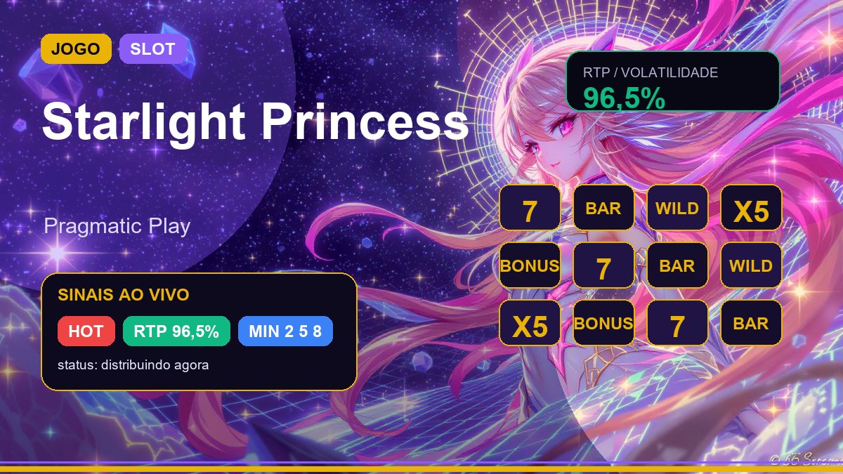 Heroina magica em estilo anime com estrelas, cristais e simbolos de slot abstratos.